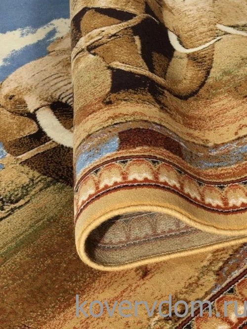 Шерстяной пейзажный ковер Hunnu 6S1028 82 слоны Шерстяной пейзажный ковер Hunnu 6S1028 82 слоны